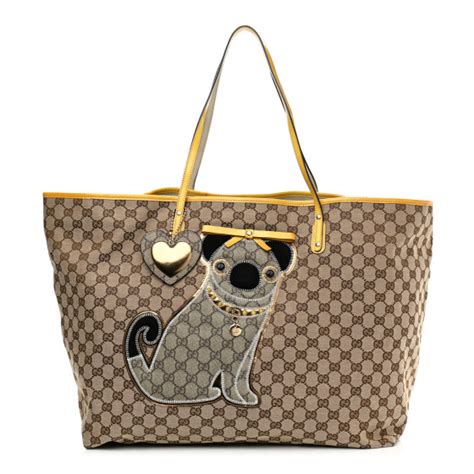 gucci pug tote bag|GUCCI GG Supreme Monogram Oliver Pug Dog Tote Bag Yellow .